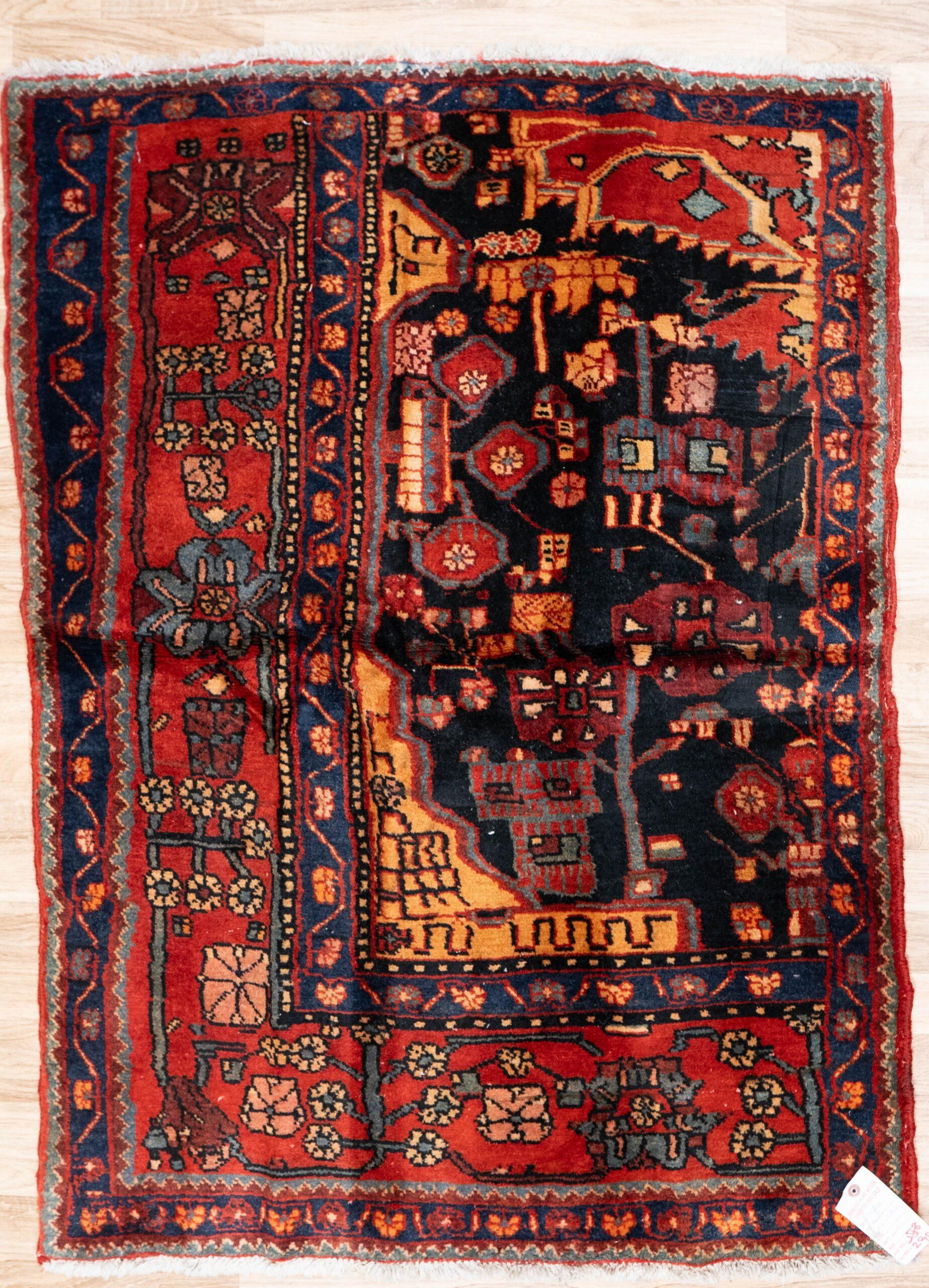 Hamadan Wool Rug 3.0x3.0 View 1