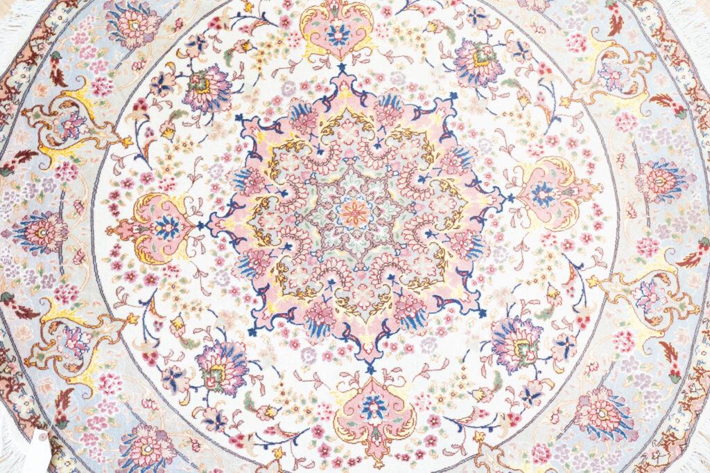 Tabriz Wool Silk Rug 5'x5' View 1