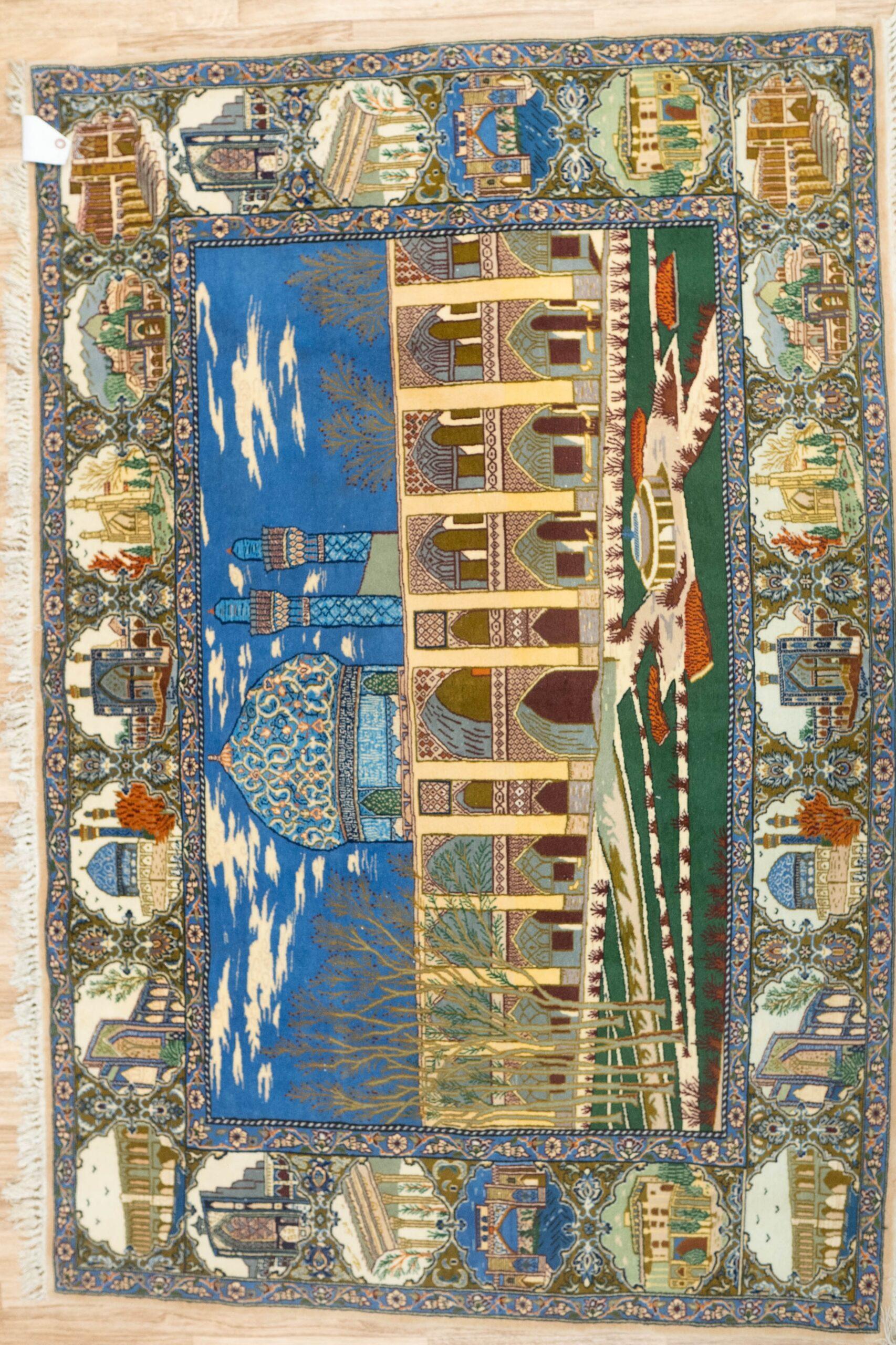 Isfahan Wool Rug 3.9'x5.1' View 1