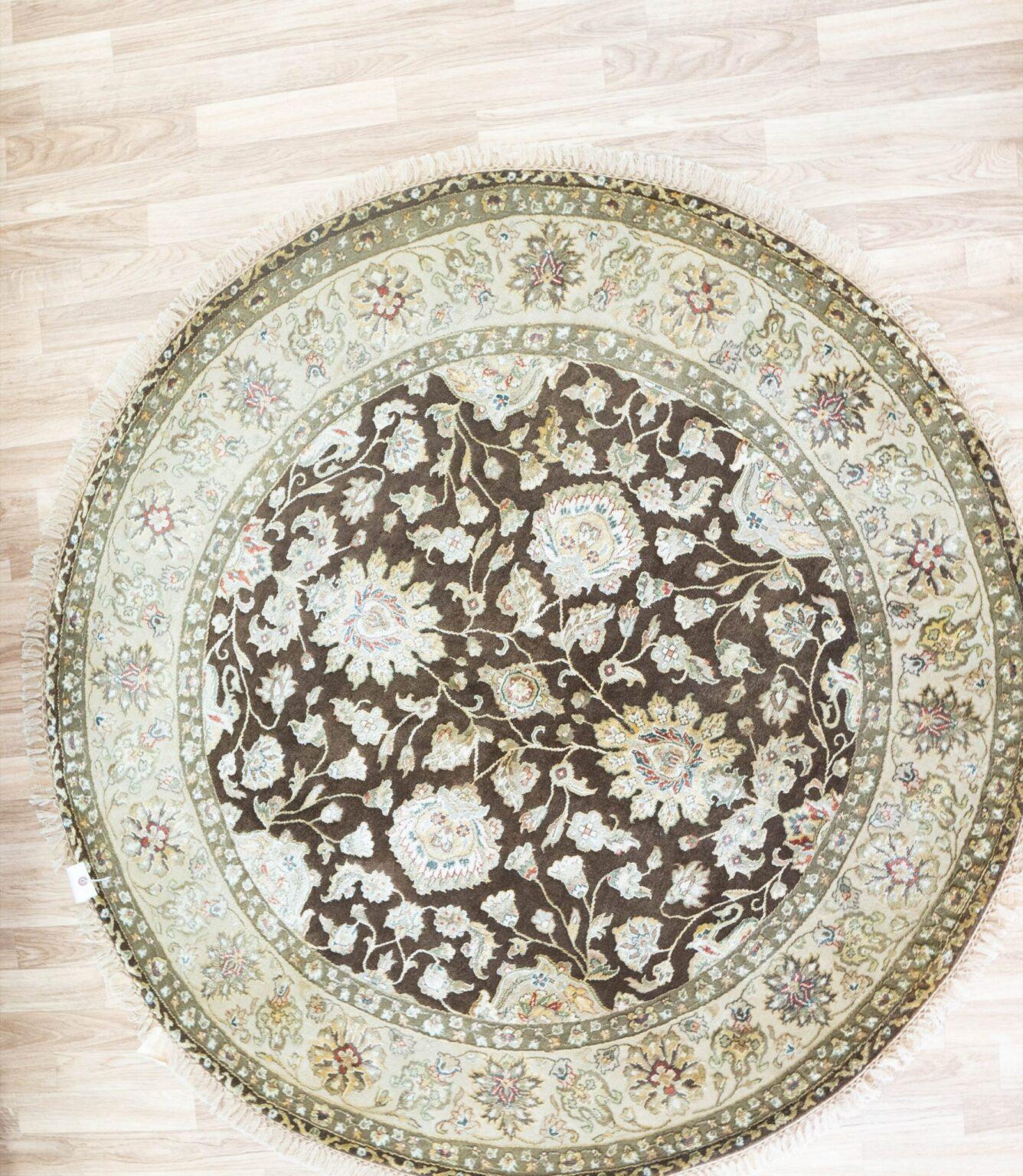 Kashan Wool Silk Rug 5'x5' View 3